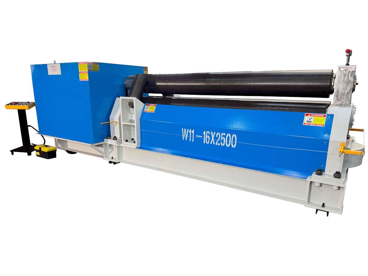 W11-16x2500 three-roll plate rolling machine fitted with a cone rolling device